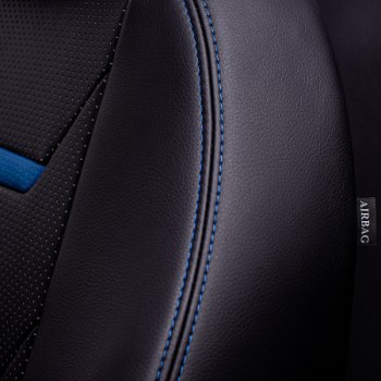 7 999 р. Комплект чехлов для сидений (РЗС 60/40 2П+1Г экокожа) ТУРИН -2 Lord Autofashion  Chevrolet Cruze  J300 (2009-2015) седан дорестайлинг, седан рестайлинг (черный, вставка черный+синий, строчка синяя)  с доставкой в г. Майкоп. Увеличить фотографию 8