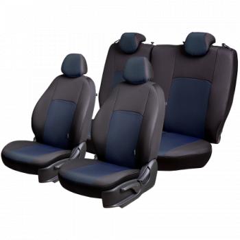 4 649 р. Комплект чехлов для сидений (ЦЗС Жаккард) Дублин Lord Autofashion  Daewoo Nexia  дорестайлинг (1995-2008) (черный, вставка Ёж синяя)  с доставкой в г. Майкоп. Увеличить фотографию 3
