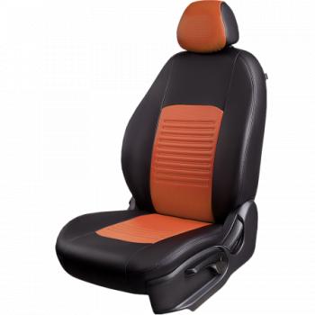 Комплект чехлов для сидений ( РЗСиС 60/40 3Г Илана+Орегон) ТУРИН СТ Lord Autofashion Datsun on-DO (2014-2021) седан дорестайлинг, седан рестайлинг (черный, вставка коричневая+бежевая, строчка черная)