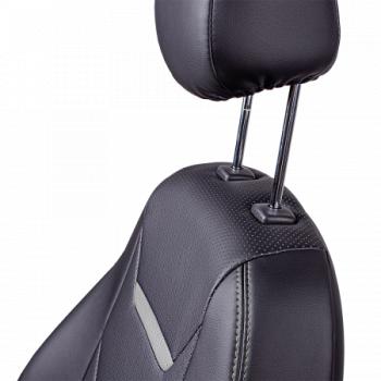 7 999 р. Комплект чехлов для сидений, (РЗСиС 60/40, 3Г Орегон), ТУРИН-2 Lord Autofashion  Datsun on-DO (2014-2021) седан дорестайлинг, седан рестайлинг (черный, вставка черная+серая, строчка серая)  с доставкой в г. Майкоп. Увеличить фотографию 5