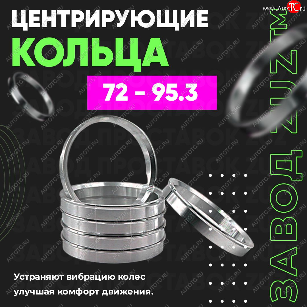 1 849 р. Центровочные кольца для дисков 72 - 95.3 (алюминиевые) 4шт. переходные центрирующие проставочные супинаторы на ступицу ЗАВОД ПРОСТАВОК ZUZ 72 - 95.3  с доставкой в г. Майкоп