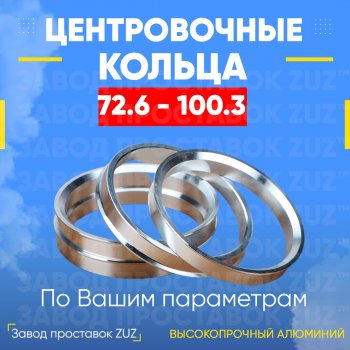 1 849 р. Центровочные кольца для дисков 72.6 - 100.3 (алюминиевые) 4шт. переходные центрирующие проставочные супинаторы на ступицу ЗАВОД ПРОСТАВОК ZUZ 72.6 - 100.3  с доставкой в г. Майкоп. Увеличить фотографию 1