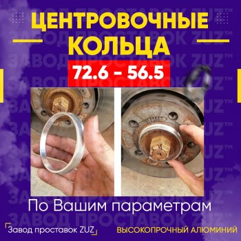 1 849 р. Центровочные кольца для дисков 72.6 - 56.5 (алюминиевые) 4шт. переходные центрирующие проставочные супинаторы на ступицу ЗАВОД ПРОСТАВОК ZUZ 72.6-56.5  с доставкой в г. Майкоп. Увеличить фотографию 1
