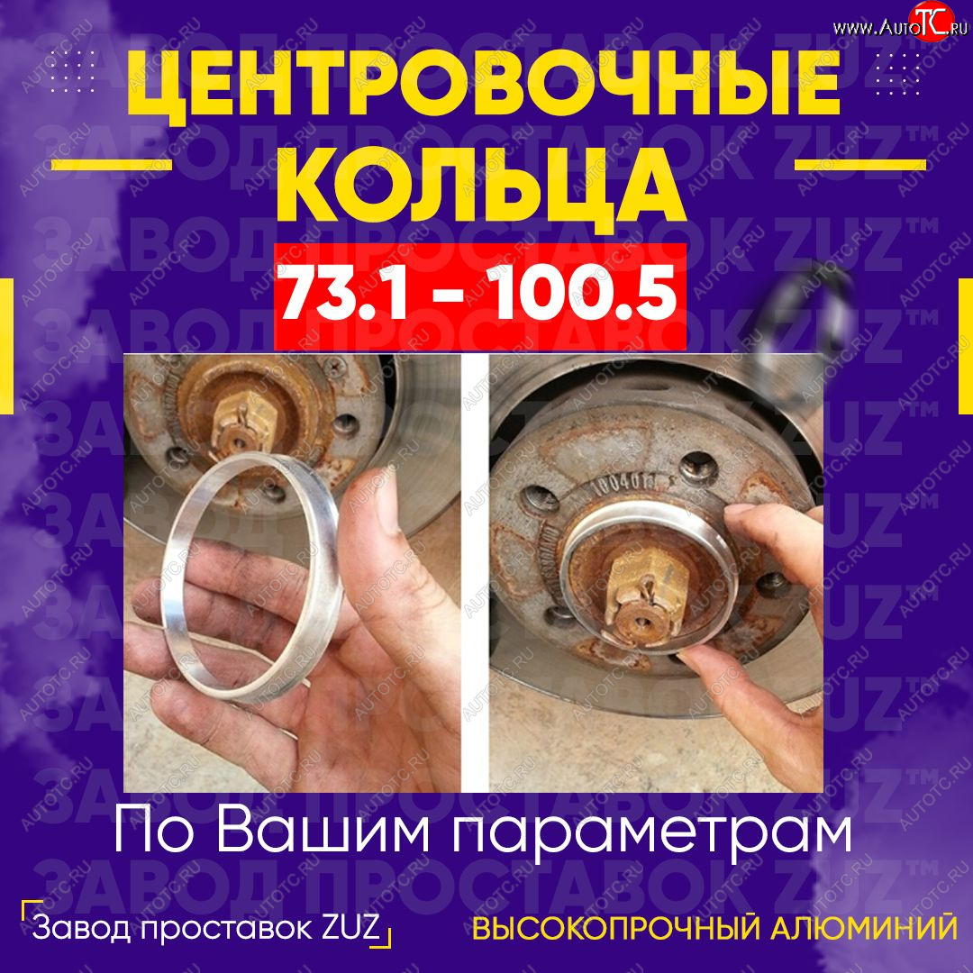 1 849 р. Центровочные кольца для дисков 73.1 - 100.5 (алюминиевые) 4шт. переходные центрирующие проставочные супинаторы на ступицу ЗАВОД ПРОСТАВОК ZUZ 73.1 - 100.5  с доставкой в г. Майкоп