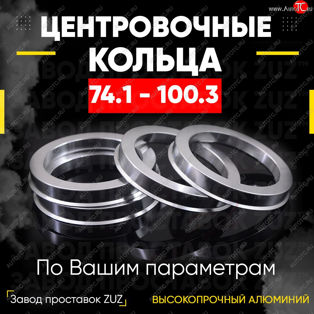 1 849 р. Центровочные кольца для дисков 74.1 - 100.3 (алюминиевые) 4шт. переходные центрирующие проставочные супинаторы на ступицу ЗАВОД ПРОСТАВОК ZUZ 74.1 - 100.3  с доставкой в г. Майкоп