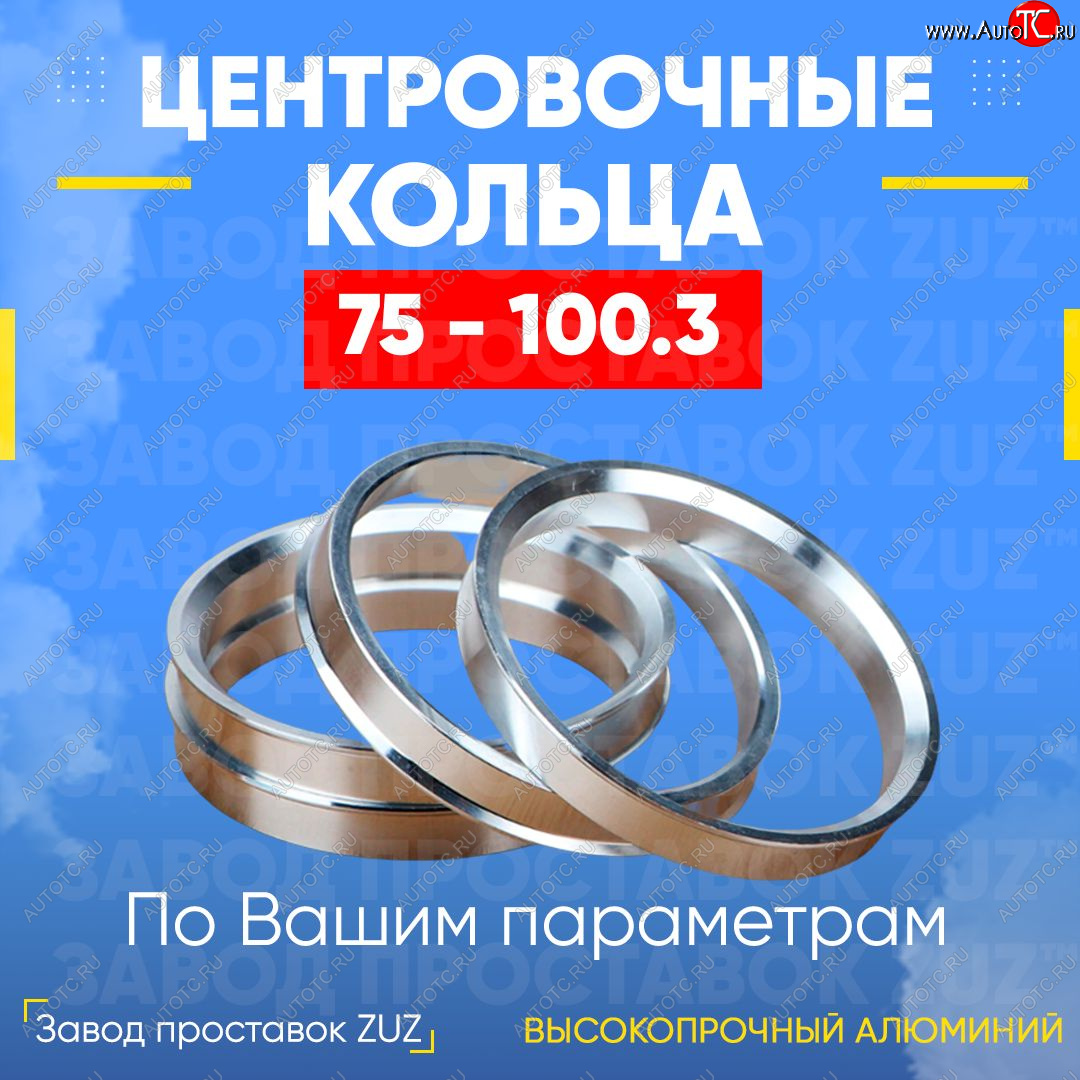 1 849 р. Центровочные кольца для дисков 75 - 100.3 (алюминиевые) 4шт. переходные центрирующие проставочные супинаторы на ступицу ЗАВОД ПРОСТАВОК ZUZ 75 - 100.3  с доставкой в г. Майкоп