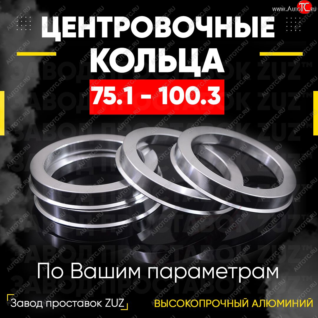 1 849 р. Центровочные кольца для дисков 75.1 - 100.3 (алюминиевые) 4шт. переходные центрирующие проставочные супинаторы на ступицу ЗАВОД ПРОСТАВОК ZUZ 75.1-100.3  с доставкой в г. Майкоп