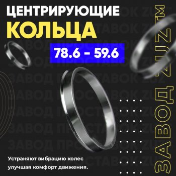 Центровочные кольца для дисков 78.6 - 59.6 (алюминиевые) 4шт. переходные центрирующие проставочные супинаторы на ступицу ЗАВОД ПРОСТАВОК ZUZ 78.6 - 59.6