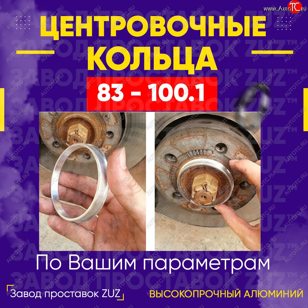 1 849 р. Центровочные кольца для дисков 83 - 100.1 (алюминиевые) 4шт. переходные центрирующие проставочные супинаторы на ступицу ЗАВОД ПРОСТАВОК ZUZ 83 - 100.1  с доставкой в г. Майкоп