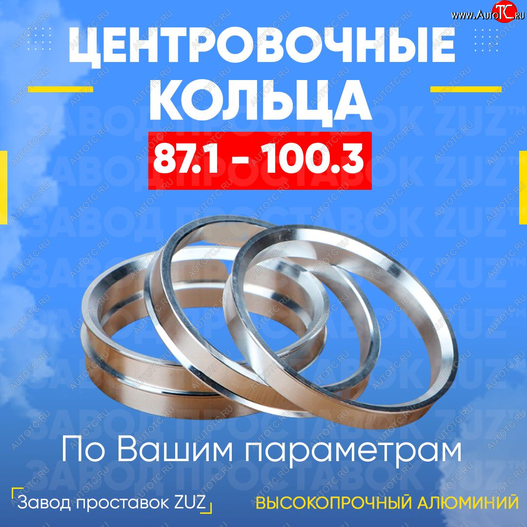 1 849 р. Центровочные кольца для дисков 87.1 - 100.3 (алюминиевые) 4шт. переходные центрирующие проставочные супинаторы на ступицу ЗАВОД ПРОСТАВОК ZUZ 87.1 - 100.3  с доставкой в г. Майкоп