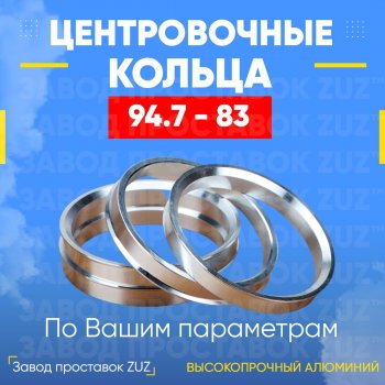 Центровочные кольца для дисков 94.7 - 83 (алюминиевые) 4шт. переходные центрирующие проставочные супинаторы на ступицу ЗАВОД ПРОСТАВОК ZUZ 94.7 - 83