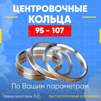 Центровочные кольца для дисков 95 - 107 (алюминиевые) 4шт. переходные центрирующие проставочные супинаторы на ступицу ЗАВОД ПРОСТАВОК ZUZ 95 - 107
