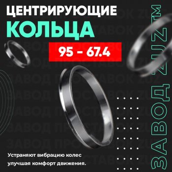 Центровочные кольца для дисков 95 - 67.4 (алюминиевые) 4шт. переходные центрирующие проставочные супинаторы на ступицу ЗАВОД ПРОСТАВОК ZUZ 95 - 67.4