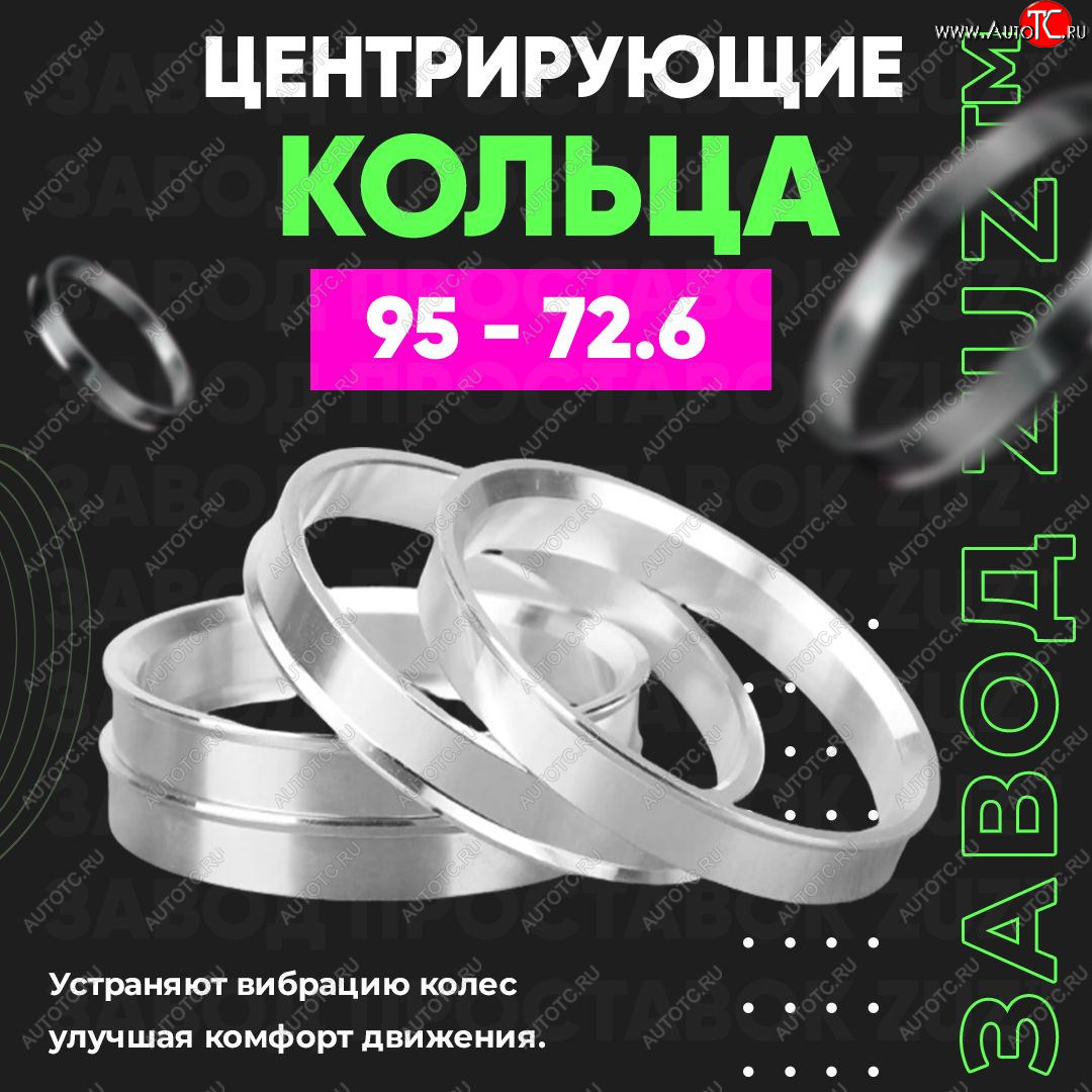 1 849 р. Центровочные кольца для дисков 95 - 72.6 (алюминиевые) 4шт. переходные центрирующие проставочные супинаторы на ступицу ЗАВОД ПРОСТАВОК ZUZ 95 - 72.6  с доставкой в г. Майкоп