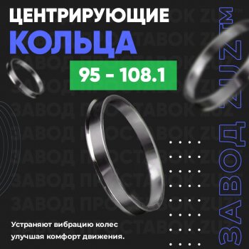 Центровочные кольца для дисков 95 - 108.1 (алюминиевые) 4шт. переходные центрирующие проставочные супинаторы на ступицу ЗАВОД ПРОСТАВОК ZUZ 95-108.1