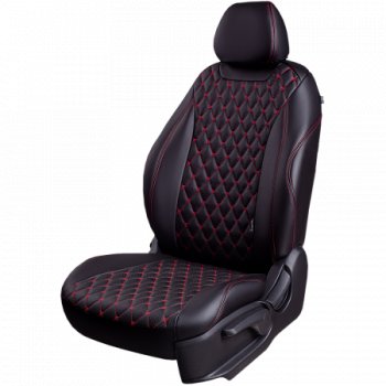 Комплект чехлов для сидений (РЗС 40/60, 3Г, Орегон) БАЙРОН Lord Autofashion Audi A3  8PA хэтчбэк 5 дв. (2004-2013) 1-ый рестайлинг, 2-ой рестайлинг, 3-ий рестайлинг (черный, вставка черная, строчка красная )