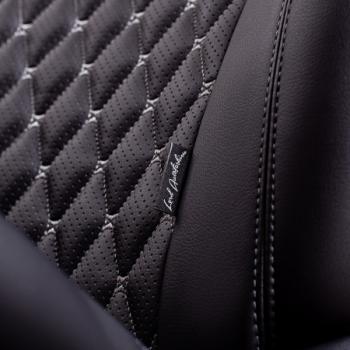 12 649 р. Комплект чехлов для сидений (РЗСиС 40/60 ЗГ Орегон) БАЙРОН Lord Autofashion  Chevrolet Spark  M300 (2010-2015), Ravon R2 (2016-2025) (черный, вставка черная, строчка темно-серая)  с доставкой в г. Майкоп. Увеличить фотографию 5