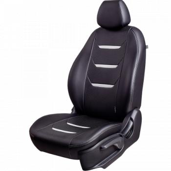 Комплект чехлов для сидений (к-я Люкс РЗСиС 60/40 3Г Орегон) ТУРИН-2 Lord Autofashion Лада Гранта FL ( 2191,  2190,  2192) (2018-2025) лифтбэк рестайлинг, седан рестайлинг, хэтчбек рестайлинг (черный, вставка черная+белая, строчка белая)