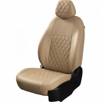 Комплект чехлов для сидений (ЦЗС 2П+1Г Илана+Орегон ) ТУРИН ст РОМБ Lord Autofashion Renault Logan 1 дорестайлинг (2004-2010) (бежевый, вставка бежевая, строчка бежевая)