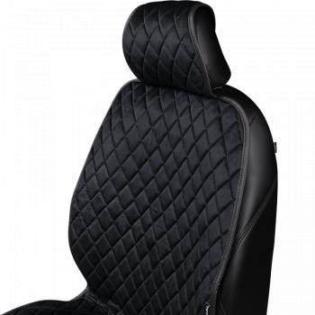 1 699 р. Накидка (2 места Хами) АЛЯСКА ст РОМБ Lord Autofashion   (черный, строчка бежевая)  с доставкой в г. Майкоп. Увеличить фотографию 3