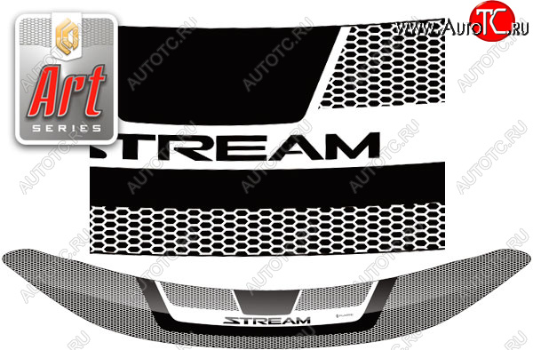 2 399 р. Дефлектор капота CA-Plastic  Honda Stream  2 RN6,RN7, RN8, RN9 (2006-2014) дорестайлинг, рестайлинг (серия ART белая)  с доставкой в г. Майкоп