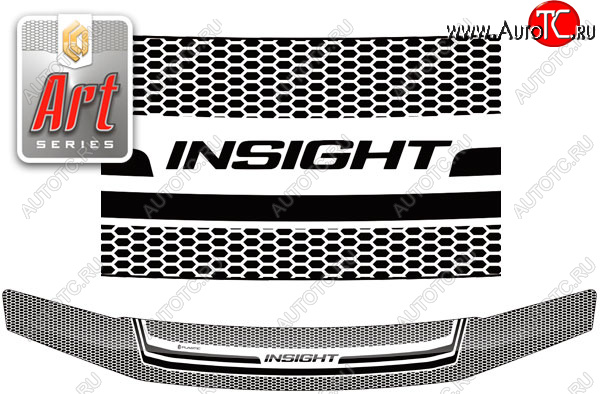 2 159 р. Дефлектор капота CA-Plastic  Honda Insight  ZE2 (2009-2011) хэтчбэк 5 дв. дорестайлинг (Серия Art черная)  с доставкой в г. Майкоп