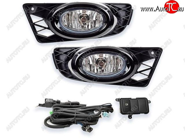 3 799 р. Комплект противотуманных фар (с проводкой, кнопкой, пр-во Китай) BODYPARTS  Honda Civic  FD (2009-2011) седан рестайлинг  с доставкой в г. Майкоп