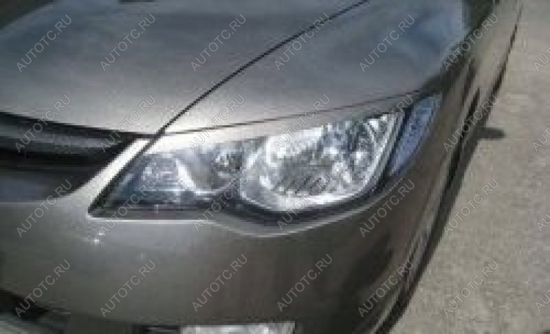 719 р. Накладки на передние фары (реснички) Русская Артель Honda Civic FD седан дорестайлинг (2005-2008) (глянец под покраску)  с доставкой в г. Майкоп