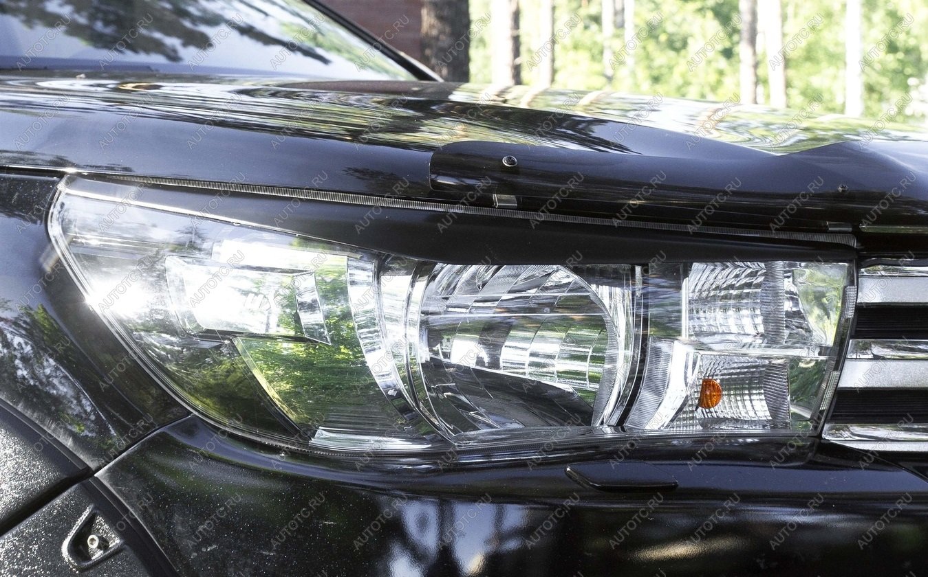 1 149 р. Накладки на передние фары (реснички) Русская Артель Toyota Hilux AN120 1-ый рестайлинг (2017-2020) (глянец под покраску)  с доставкой в г. Майкоп