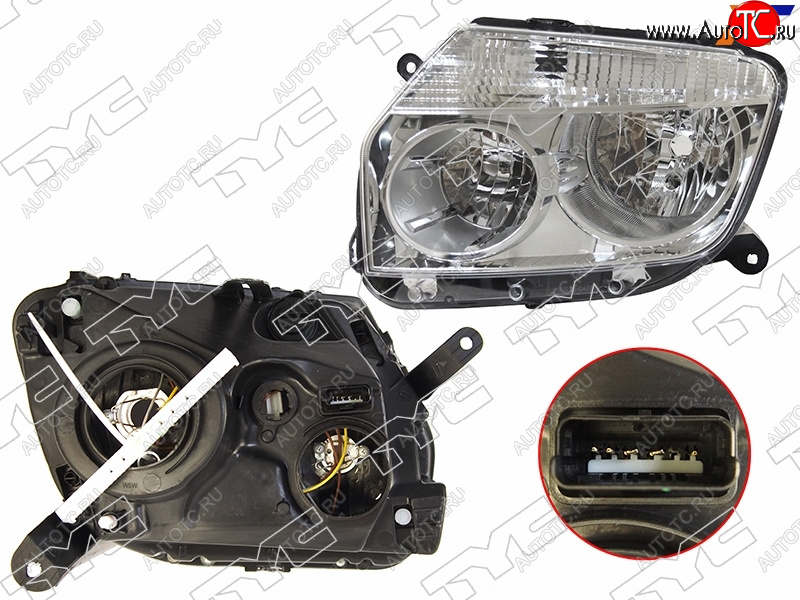 7 999 р. Фара левая (хром, под электрокорректор) TYC  Renault Duster  HS (2010-2015) дорестайлинг  с доставкой в г. Майкоп