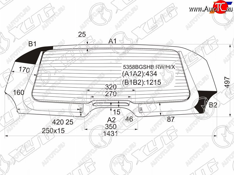 13 199 р. Стекло заднее (Цвет зеленый Обогрев) Mercedes-Benz A-Class 04-12 XYG 5358BGSHB RW/H/X  с доставкой в г. Майкоп