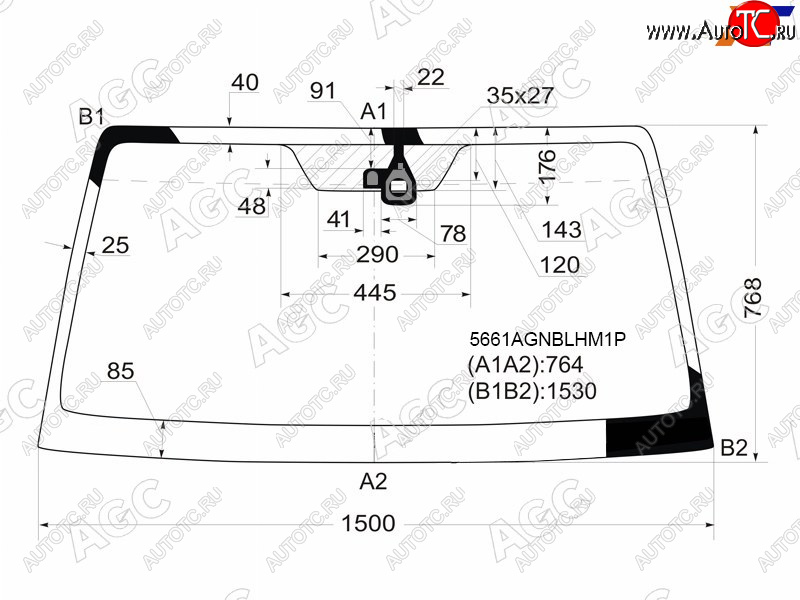 13 999 р. Стекло лобовое с обогревом щеток + дд MITSUBISHI PAJERO 35D 06-                                     AGC 5661AGNBLHM1P  с доставкой в г. Майкоп