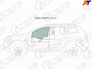 2 789 р. Стекло боковое опускное (Спереди Слева Цвет зеленый) Renault Duster 21-  Dacia Duster 17- XYG 7306LGNR5FD FD/LH  с доставкой в г. Майкоп. Увеличить фотографию 1