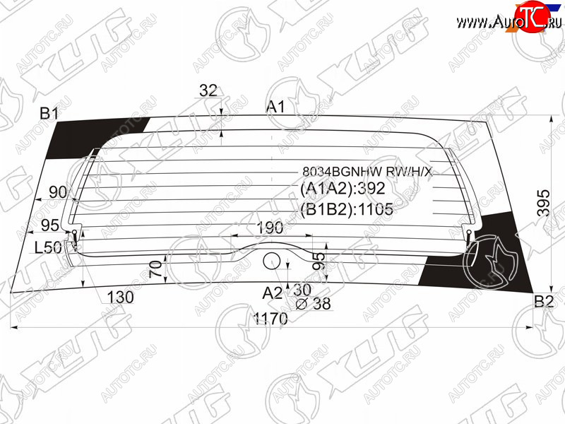 6 999 р. Стекло заднее (Цвет зеленый Обогрев) Opel Agila 07-14  Suzuki Splash 08-15 XYG 8034BGNHW RW/H/X  с доставкой в г. Майкоп
