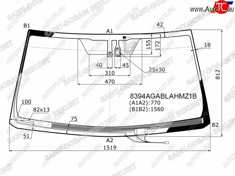 27 749 р. Стекло лобовое (Обогрев щеток Антенна Датчик дождя Молдинг) Toyota Land Cruiser Prado (J150) 09-1 SAINT-GOBAIN SEKURIT 8394AGABLAHMZ1B  с доставкой в г. Майкоп