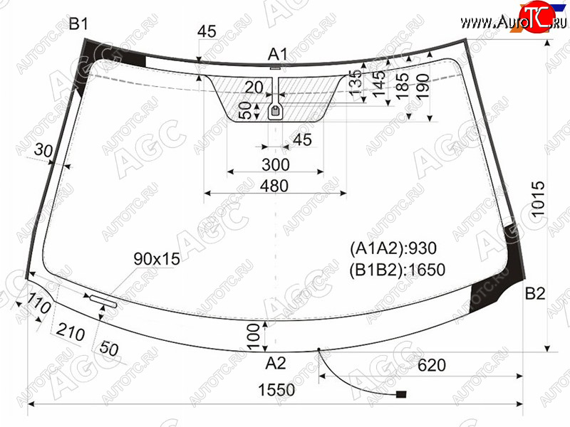 20 399 р. Стекло лобовое с обогревом щеток TOYOTA HIGHLANDERKLUGER 07-13                                      AGC 83G2AGNBLHV  с доставкой в г. Майкоп