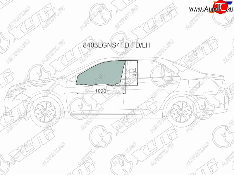 3 079 р. Стекло боковое опускное (Спереди Слева Цвет зеленый Крепления) Toyota Camry (XV50) 11-18  Camry XYG 8403LGNS4FD FD/LH  с доставкой в г. Майкоп