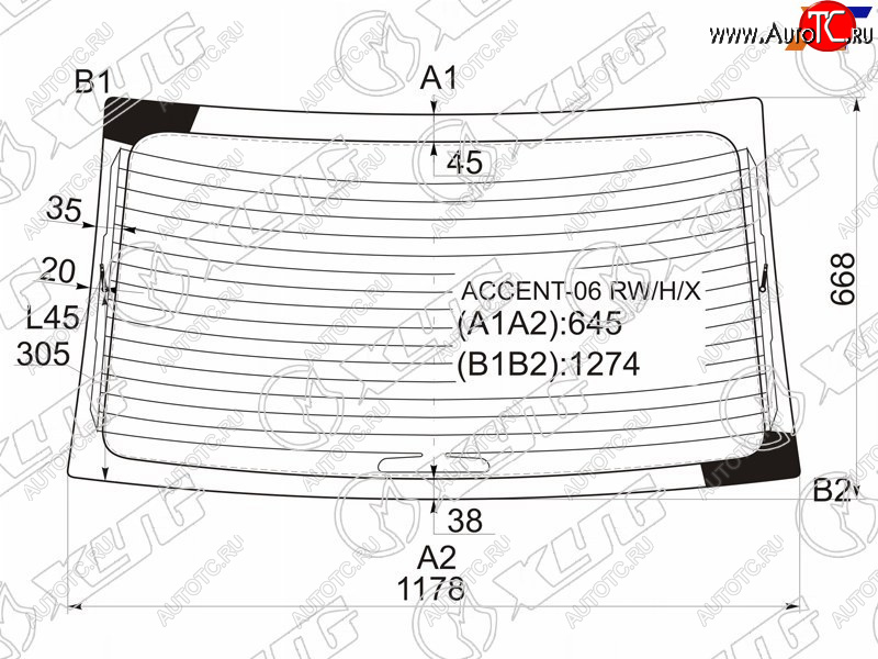 6 299 р. Стекло заднее (Цвет зеленый Обогрев) Hyundai Accent 06-11  Verna 06-09 XYG ACCENT-06 RW/H/X  с доставкой в г. Майкоп