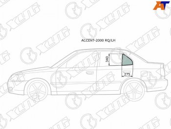 1 029 р. Стекло форточки (уголок) задней левой двери HYUNDAI ACCENT (сборка Россия) 45D 00-12                XYG ACCENT-2000 RQ/LH  с доставкой в г. Майкоп. Увеличить фотографию 1