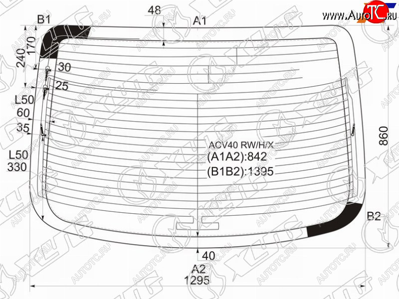 7 999 р. Стекло заднее (Цвет зеленый Обогрев Антенна) Toyota Camry (XV40) 06-11  Aurion 06-12  Camry UAE XYG ACV40 RW/H/X  с доставкой в г. Майкоп