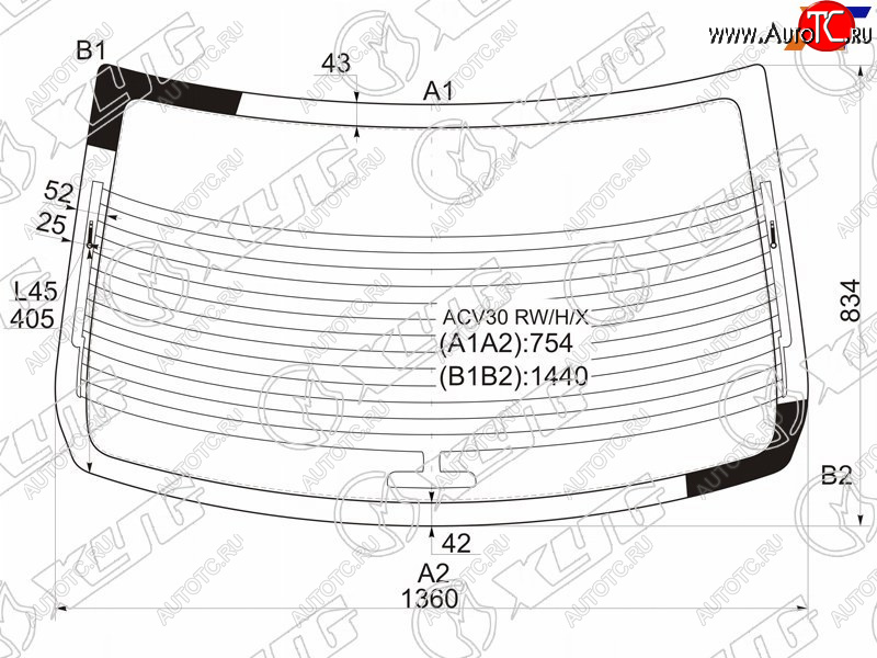 7 999 р. Стекло заднее (Цвет зеленый Обогрев Антенна) Toyota Camry (XV30) 01-06  Camry UAEUSA 01-06 XYG ACV30 RW/H/X  с доставкой в г. Майкоп