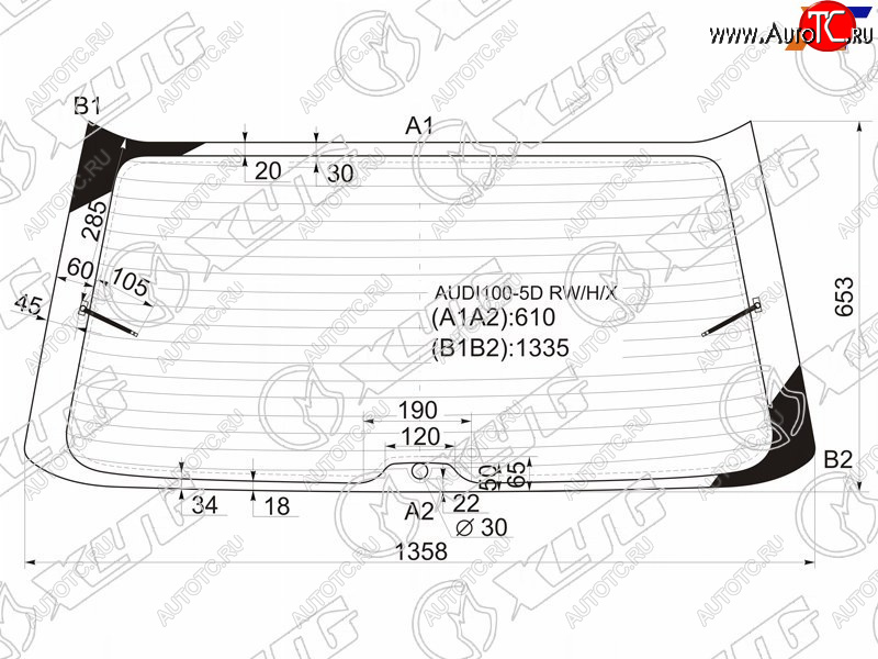 9 549 р. Стекло заднее (Цвет зеленый Обогрев) Audi A6 94-97  100 91-95 XYG AUDI100-5D RW/H/X  с доставкой в г. Майкоп