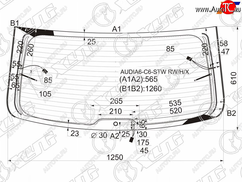 9 549 р. Стекло заднее (Цвет зеленый Обогрев Антенна) Audi A6 04-10  A6 allroad quattro 06-12  S6 06-11 XYG AUDIA6-C6-STW RW/H/X  с доставкой в г. Майкоп