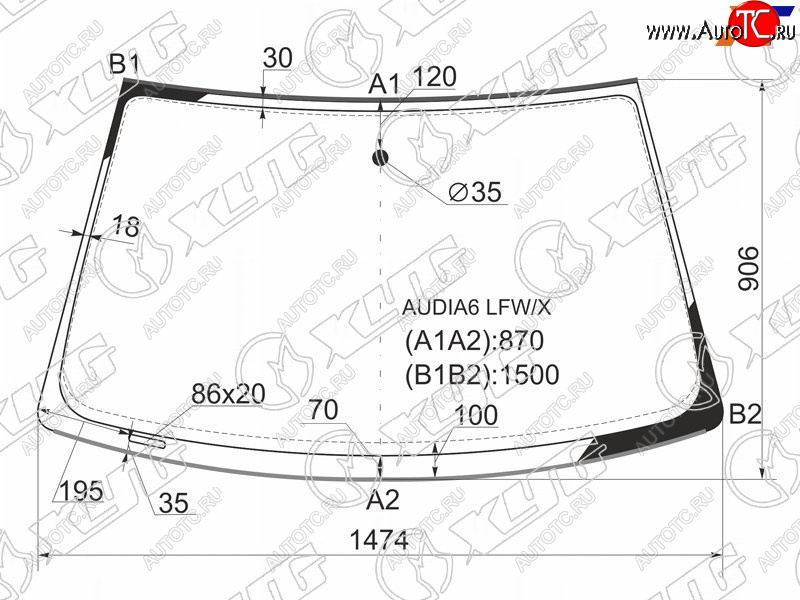 6 999 р. Стекло лобовое (Молдинг 4D SED) Audi A6 97-05 XYG AUDIA6 LFW/X  с доставкой в г. Майкоп