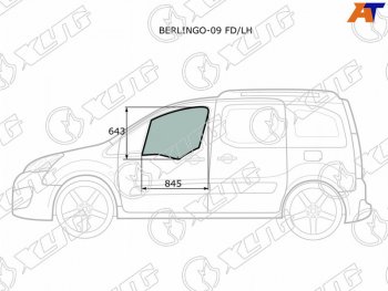 3 079 р. Стекло боковое опускное (Спереди Слева Цвет зеленый) Citroen Berlingo 08-22  Peugeot Partner 08-1 XYG BERLINGO-09 FD/LH  с доставкой в г. Майкоп. Увеличить фотографию 1