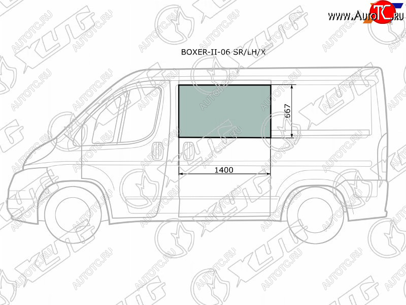 6 999 р. Стекло кузова боковое (не опускное) (Слева Цвет зеленый) Peugeot Boxer 06-  Citroen Jumper 06-  F XYG BOXER-II-06 SR/LH/X  с доставкой в г. Майкоп