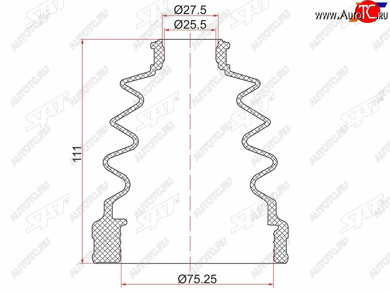 529 р. Пыльник шруса внутреннего LH TOYOTA ACV3#ACV40 NZT260ANE10ACUMCU2030ACM21ACR30AZR65 SAT C-1941T  с доставкой в г. Майкоп