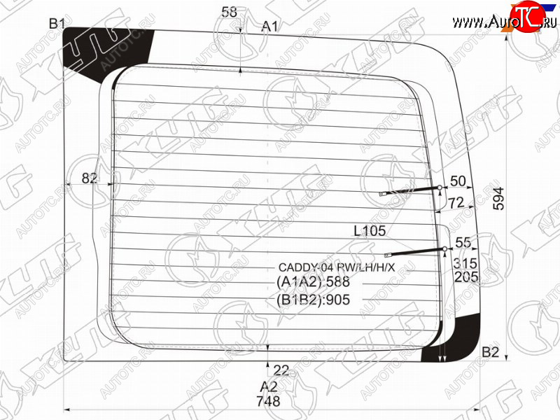 6 899 р. Стекло заднее (Цвет зеленый Обогрев) Volkswagen Caddy 03-20 XYG CADDY-04 RW/LH/H/X  с доставкой в г. Майкоп