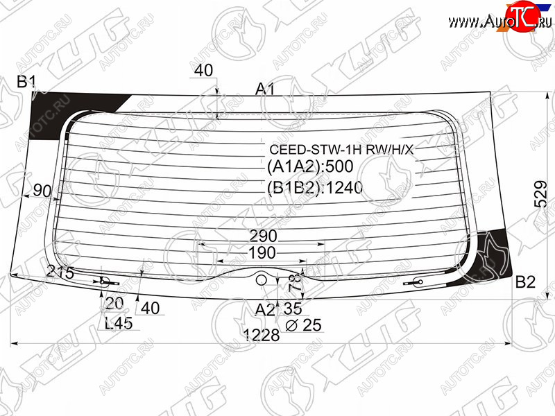 9 749 р. Стекло заднее (Цвет зеленый Обогрев 5D WGN) Kia Ceed 06-12 XYG CEED-STW-1H RW/H/X  с доставкой в г. Майкоп