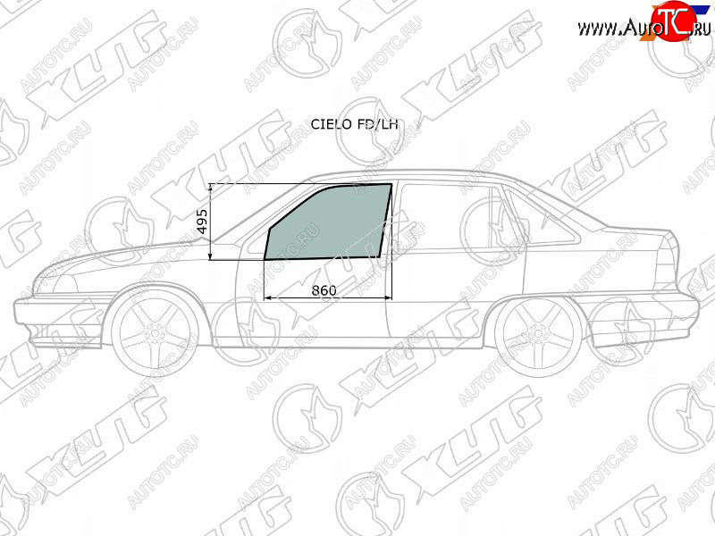 2 199 р. Стекло боковое опускное (Спереди Слева Цвет зеленый) Daewoo Nexia 94-16 XYG CIELO FD/LH  с доставкой в г. Майкоп